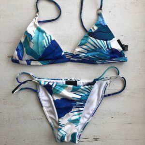 PacSun La Hearts Tropical blue white bikini
